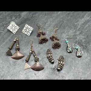 PIERCED Vintage women’s bundle 5x pairs earrings gold enamel hoops